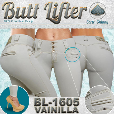 Jeans de mezclilla Crema, Butt Lifter (BL1605)